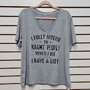 1XL Gray Haunt V-Neck T-Shirt